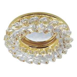 Ecola Light MR16 CD4141 GU5.3 Светильник встр. круглый с хрусталиками Прозрачный/Золото 50x90